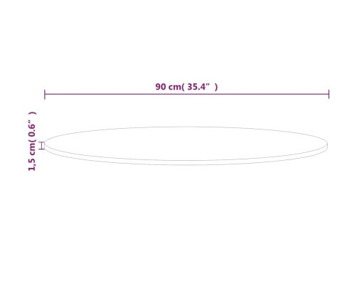 Superficie de mesa redonda madera de roble sin tratar Ø90x1,5cm