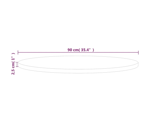 Superficie de mesa redonda madera de roble sin tratar Ø90x2,5cm