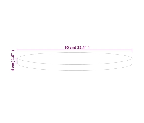 Superficie de mesa redonda madera de roble sin tratar Ø90x4 cm