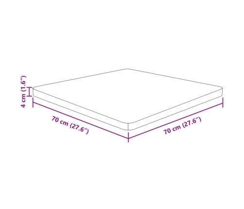 Tablero de mesa cuadrada madera de roble sin tratar 70x70x4 cm