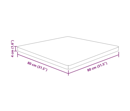 Tablero de mesa cuadrada madera de roble sin tratar 80x80x4 cm