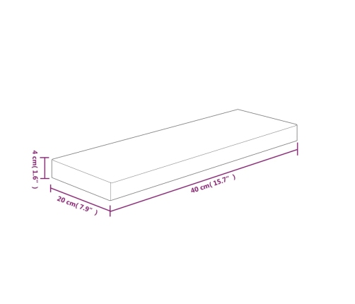 Tabla de estantería madera maciza roble sin tratar 40x20x4 cm