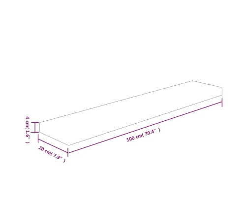 Tabla estantería madera maciza roble sin tratar 100x20x4 cm