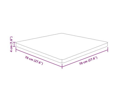 Tablero de mesa cuadrada madera roble marrón claro 70x70x4 cm