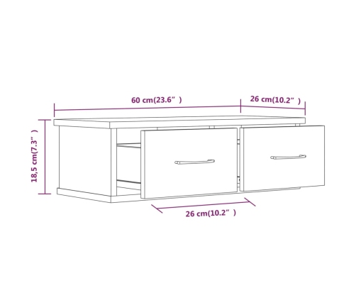 vidaXL Armario de pared contrachapado roble ahumado 60x26x18,5 cm