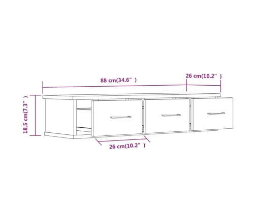 Armario de pared madera contrachapada roble marrón 88x26x18,5cm