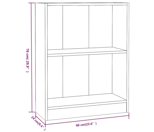 Estantería madera de ingeniería roble ahumado 60x24x76 cm