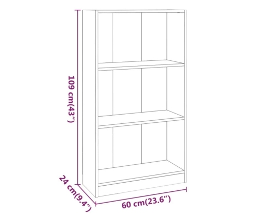 Estantería de madera contrachapada roble marrón 60x24x109cm