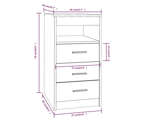 Cajonera de madera contrachapada gris Sonoma 40x50x76 cm