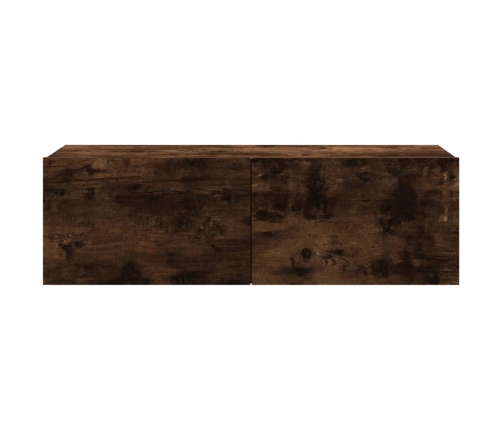 Mueble de TV madera contrachapada roble ahumado 100x30x30 cm