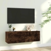 Mueble de TV madera contrachapada roble ahumado 100x30x30 cm