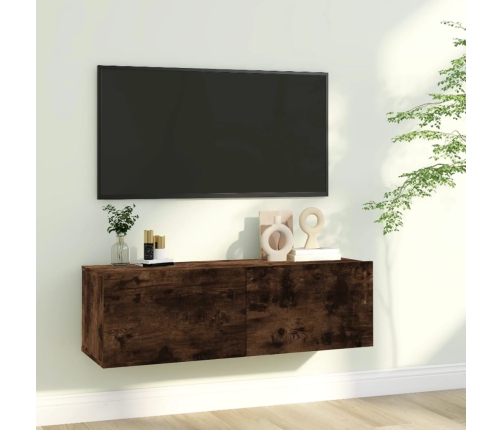 Mueble de TV madera contrachapada roble ahumado 100x30x30 cm