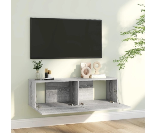 Mueble para TV madera contrachapada gris Sonoma 100x30x30 cm