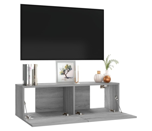 Mueble para TV madera contrachapada gris Sonoma 100x30x30 cm