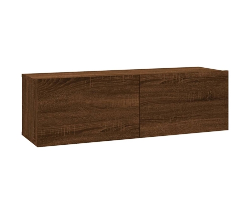 vidaXL Mueble pared TV madera contrachapada roble marrón 100x30x30 cm