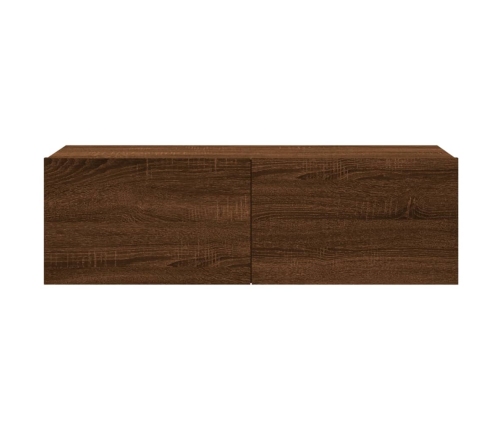 vidaXL Mueble pared TV madera contrachapada roble marrón 100x30x30 cm