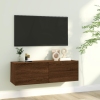 vidaXL Mueble pared TV madera contrachapada roble marrón 100x30x30 cm