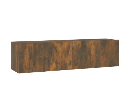 Mueble de pared TV contrachapado roble ahumado 120x30x30 cm