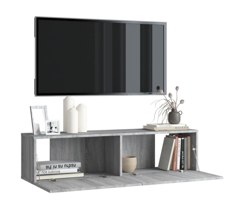 Mueble pared TV madera contrachapada gris Sonoma 120x30x30 cm