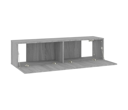 Mueble pared TV madera contrachapada gris Sonoma 120x30x30 cm