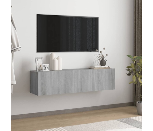 Mueble pared TV madera contrachapada gris Sonoma 120x30x30 cm