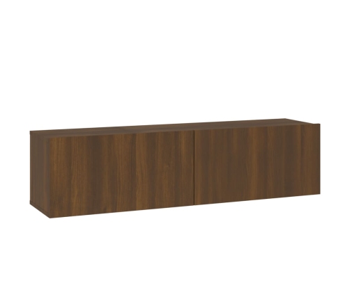 Mueble pared TV madera contrachapada roble marrón 120x30x30 cm