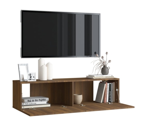 Mueble pared TV madera contrachapada roble marrón 120x30x30 cm