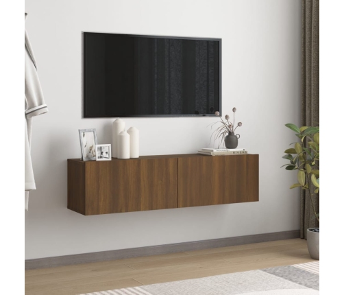 Mueble pared TV madera contrachapada roble marrón 120x30x30 cm