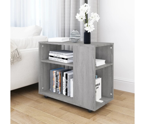 vidaXL Mesa auxiliar madera contrachapada gris Sonoma 70x35x55 cm