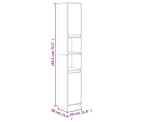 Armario baño madera contrachapada roble ahumado 30x30x183,5cm