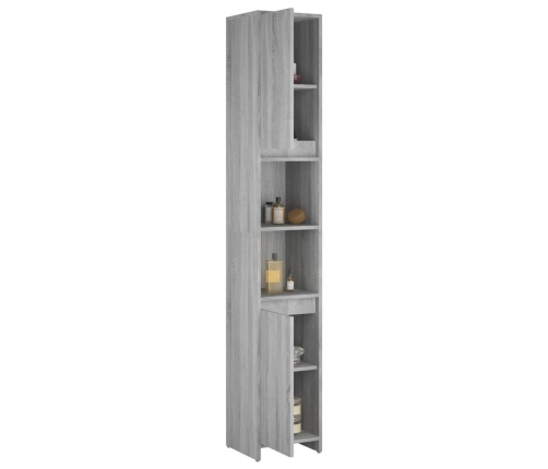 Armario de baño madera contrachapada gris Sonoma 30x30x183,5 cm