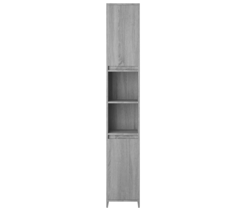 Armario de baño madera contrachapada gris Sonoma 30x30x183,5 cm