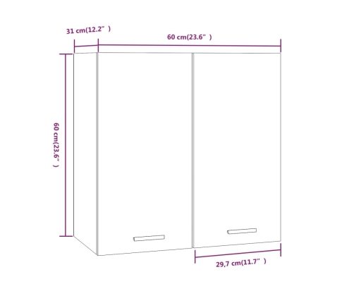 Armario colgante madera de ingeniería roble ahumado 60x31x60 cm