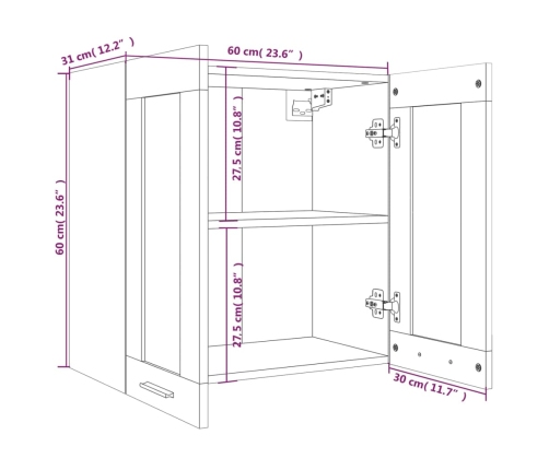 Armario colgante madera de ingeniería marrón roble 60x31x60 cm