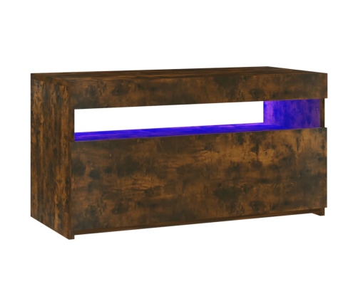 Mueble de TV con luces LED roble ahumado 75x35x40 cm