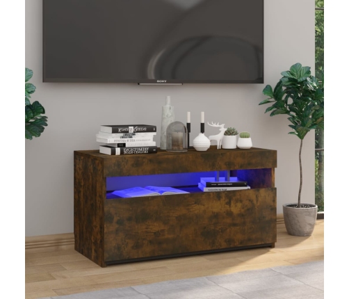 vidaXL Mueble de TV con luces LED roble ahumado 75x35x40 cm