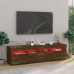 Mueble de TV con luces LED 2 uds roble ahumado 75x35x40 cm