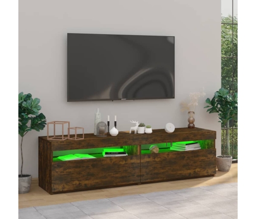 Mueble de TV con luces LED 2 uds roble ahumado 75x35x40 cm