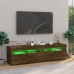 Mueble de TV con luces LED 2 uds roble ahumado 75x35x40 cm