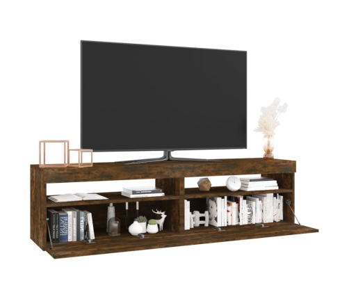 Mueble de TV con luces LED 2 uds roble ahumado 75x35x40 cm