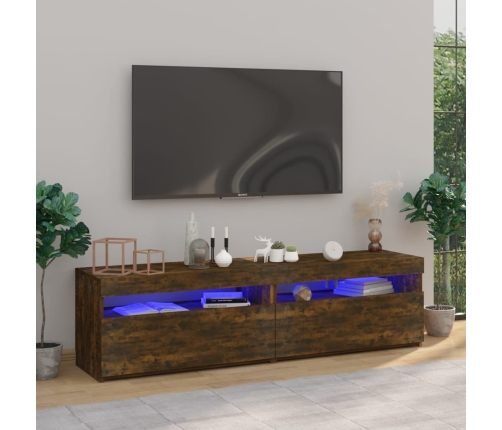 Mueble de TV con luces LED 2 uds roble ahumado 75x35x40 cm