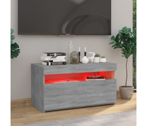 Mueble de TV con luces LED gris Sonoma 75x35x40 cm