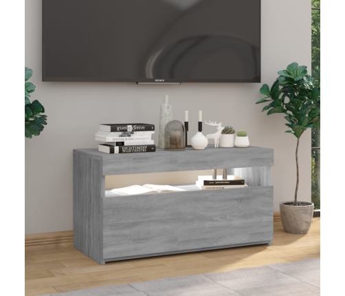 Mueble de TV con luces LED gris Sonoma 75x35x40 cm