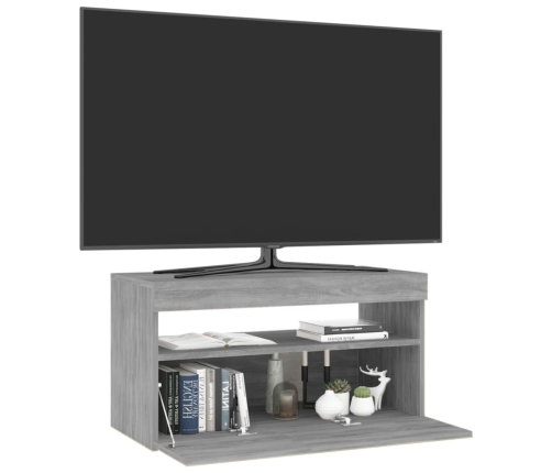 Mueble de TV con luces LED gris Sonoma 75x35x40 cm