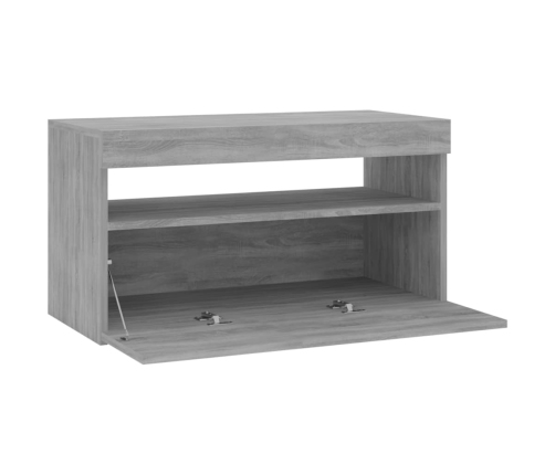 Mueble de TV con luces LED gris Sonoma 75x35x40 cm