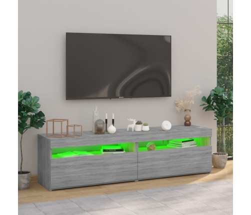 Mueble de TV con luces LED 2 uds gris Sonoma 75x35x40 cm