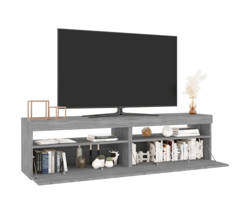 Mueble de TV con luces LED 2 uds gris Sonoma 75x35x40 cm