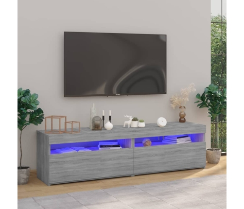 Mueble de TV con luces LED 2 uds gris Sonoma 75x35x40 cm