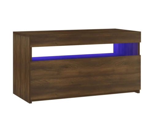 Mueble de TV con luces LED roble marrón 75x35x40 cm