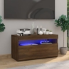 Mueble de TV con luces LED roble marrón 75x35x40 cm